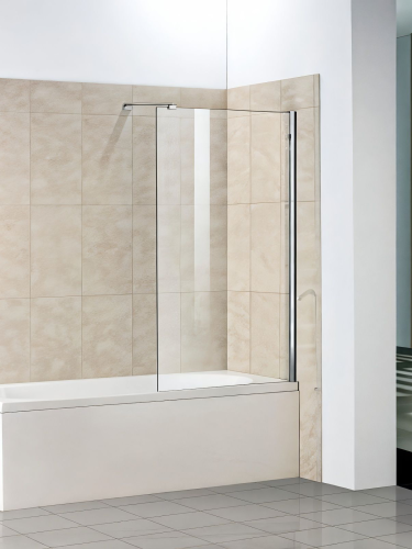 Душевая шторка на ванну WeltWasser WW100 10000001227 90х150 стекло прозрачное профиль хром ориентация универсальная