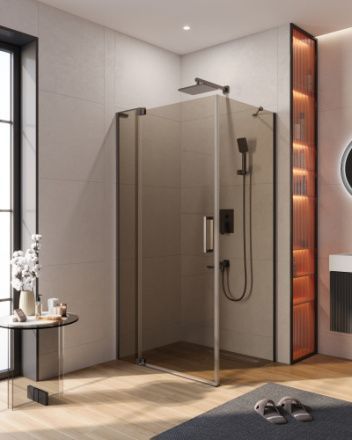 Душевой уголок Cezares SLIDER SLIDER-AH-1-80-90/100-BR-GM 90х80 стекло тонированное профиль оружейная сталь без поддона