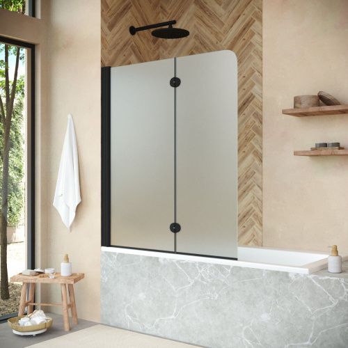 Душевая шторка на ванну Vegas-Glass E2V+E2V NOVO E2V NOVO 120 02М 10 L 120х140 стекло матовое профиль черный ориентация левая