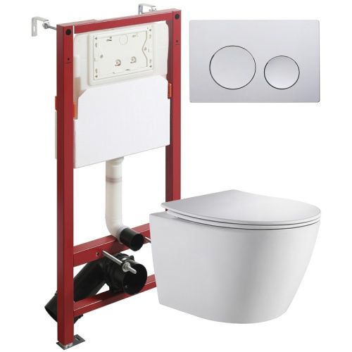 Комплект унитаз с инсталляцией и клавишей смыва Orange CI07-150W+APB100