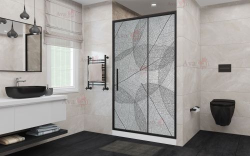 Душевая дверь AvaCan FB140MT 160х195 стекло матовое профиль черный