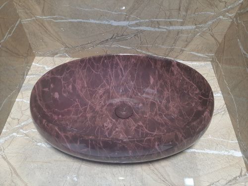 Раковина из сантехнического фаянса CeramaLux 168-1 60х40 накладная цвет красный без отверстий под смеситель