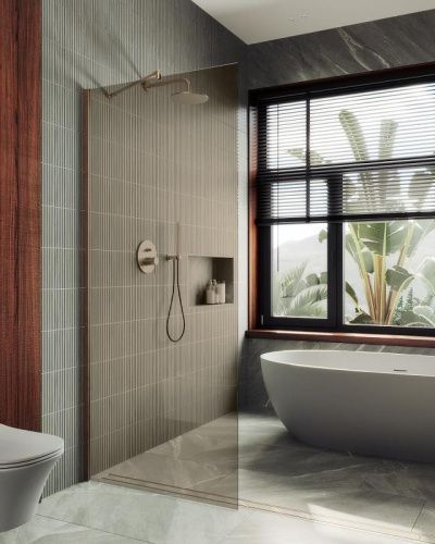 Душевая перегородка Maybah Glass MGD-696-2ш 80х195 стекло тонированное профиль бронза