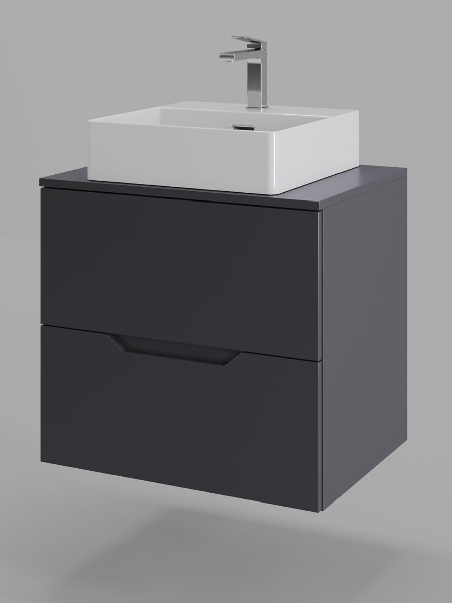 Тумба с раковиной Orange Line Li-60TugMDF+B04-405W 60х50 подвесная цвет черный