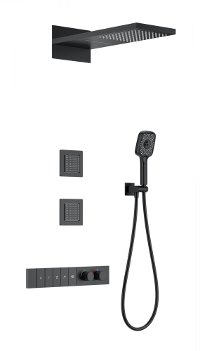 Душевая система Wonzon & Woghand WW-D4538-A-MB встраиваемая в стену цвет черный с термостатом