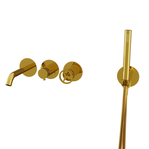 Смеситель для ванны Remer Chrono CH53D2PDO встраиваемый в стену золото