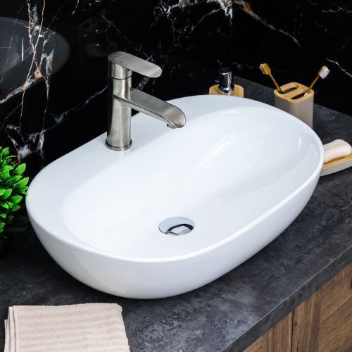 Раковина из сантехнического фарфора Melana 320327-805 60х40 накладная цвет белый 1 отверстие под смеситель