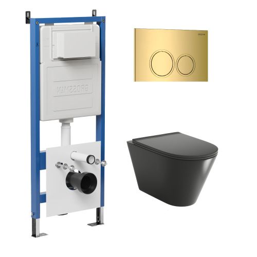 Инсталляция + кнопка смыва + унитаз Grossman Galaxy 97.4477BMSQ.01.300