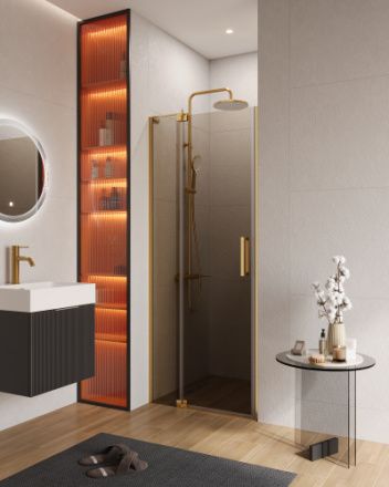 Душевая дверь Cezares SLIDER SLIDER-B-1-70/80-BR-BORO 70х195 стекло тонированное профиль золото