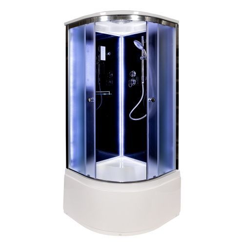 Душевая кабина AvaCan B90SLEDBLACK 90х90 четверть круга с крышей ориентация универсальная