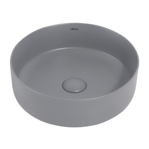 Раковина из сантехнического фаянса Abber BEQUEM AC2108MG 40х40 накладная цвет серый без отверстий под смеситель