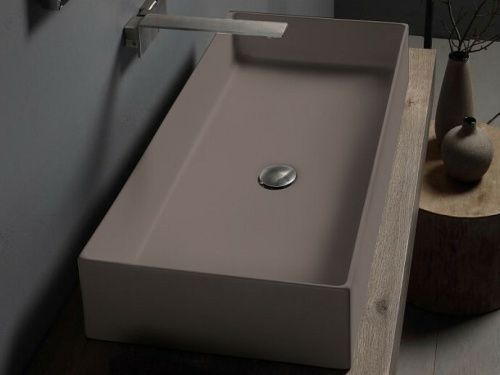 Раковина керамическая Scarabeo Teorema 2.0 5102 52 80х40 накладная цвет бежевый без отверстий под смеситель