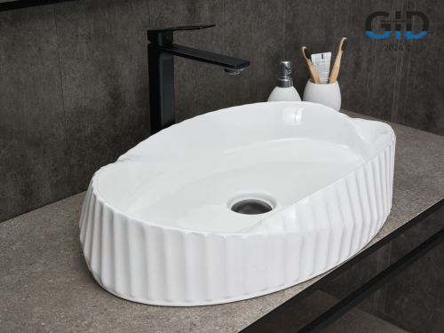 Раковина керамическая Gid Creativo 51223 60х40 накладная цвет белый без отверстий под смеситель