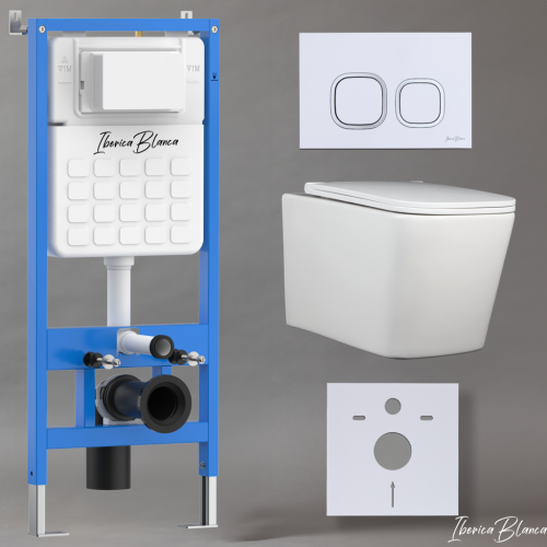 Комплект унитаз с инталляцией и клавишей смыва Iberica Blanca TOLEDO ALTO IB001.TLA.234.831