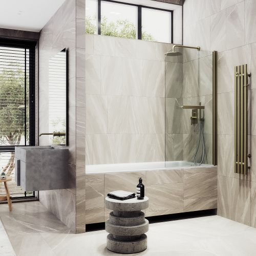 Душевая шторка на ванну Maybah Glass MGV-782-2 70х140 стекло прозрачное профиль бронза ориентация универсальная