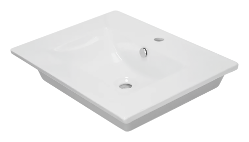 Раковина мебельная из сантехнического фарфора Sanita Luxe Quadro 60 QDR60SLWB01 60х50 накладная цвет белый 1 отверстие под смеситель