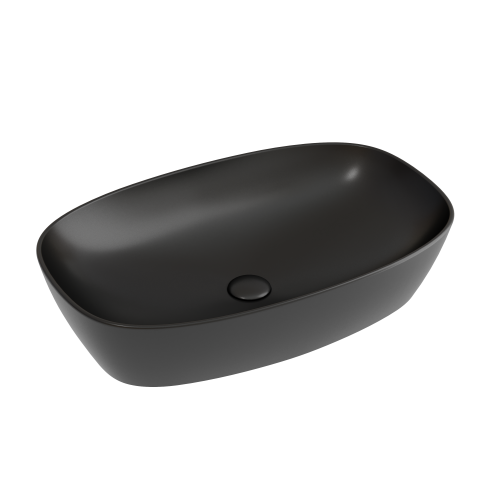Раковина из сантехнического фарфора Ceramica Nova ELEMENT CN6049MB 60х40 накладная цвет черный без отверстий под смеситель