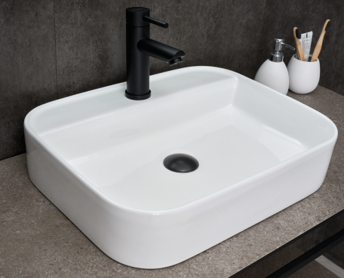 Раковина керамическая Gid Geométrico 51229 50х40 накладная цвет белый 1 отверстие под смеситель