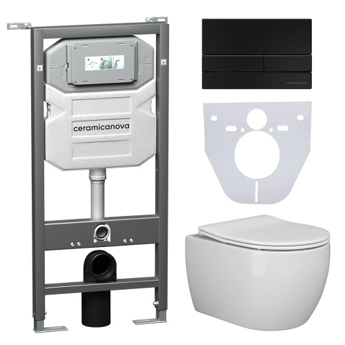 Инсталляция с кнопкой + унитаз + шумоизоляция Ceramica Nova CN3001_1002B_1000