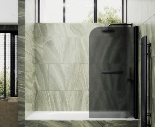 Душевая шторка на ванну Maybah Glass MGV-780-6 60х140 стекло тонированное профиль черный ориентация универсальная