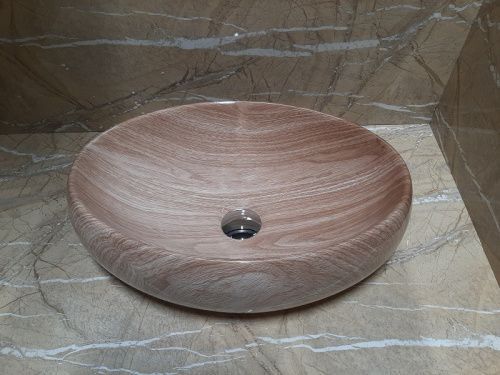 Раковина из сантехнического фаянса CeramaLux 578-2 50х40 накладная цвет коричневый без отверстий под смеситель