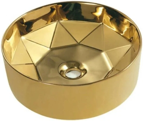 Раковина из искусственного камня Armadi Art NeoArt 864 40х40 накладная цвет золото без отверстий под смеситель