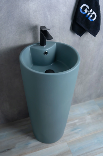 Раковина керамическая Gid Autonomo 81116 40х40 напольная цвет зеленый 1 отверстие под смеситель