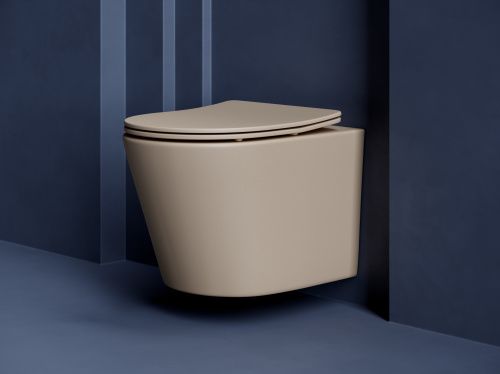 Унитаз подвесной Ceramica Nova BALEARICA CN6000MC коричневый с сиденьем микролифт безободковый душевой смыв