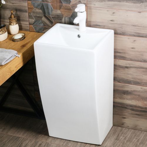 Раковина из сантехнического фарфора Melana B143-805 48х43 напольная цвет белый 1 отверстие под смеситель