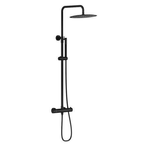 Душевая стойка Knotlor SS-24/BL настенная цвет черный с термостатом