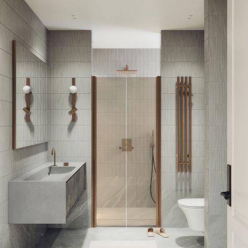 Душевая дверь Maybah Glass MGD-441-2 100х200 стекло тонированное профиль бронза