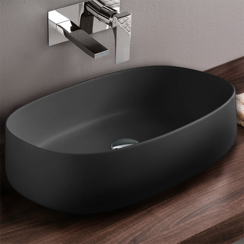 Раковина керамическая Artceram COGNAC COL003 17 34 60 см накладная цвет черный без отверстий под смеситель