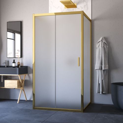 Душевой уголок Vegas-Glass ZP-U TUR+NOVO ZP-U TUR NOVO 120*100 09 10 120х100 стекло матовое профиль золото без поддона