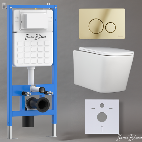 Комплект унитаз с инталляцией и клавишей смыва Iberica Blanca TOLEDO ALTO IB001.TLA.234.816