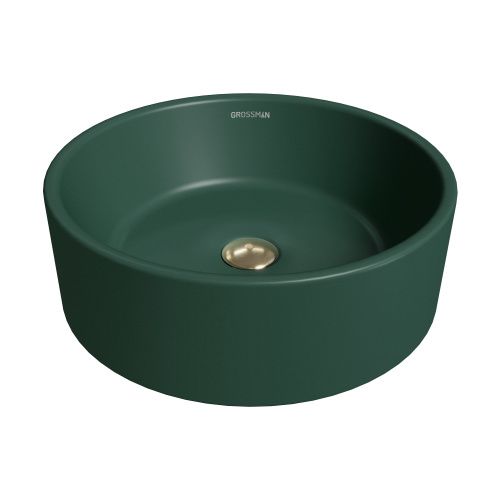 Раковина из сантехнического фаянса Grossman Color GR-3013OLM 40х40 накладная цвет зеленый без отверстий под смеситель