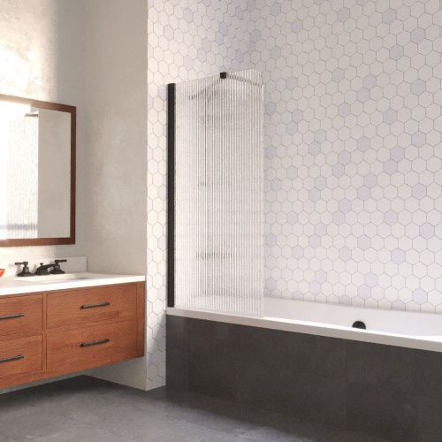 Душевая шторка на ванну Vegas-Glass EV LUX ST EV LUX ST 76 02М Moru L 75х150 стекло рифленое профиль черный ориентация левая