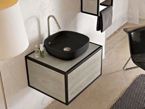 Раковина керамическая Scarabeo Glam 1806 49 BK 40х40 накладная цвет черный без отверстий под смеситель