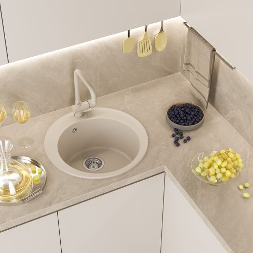 Кухонная мойка Misty Artemida ART-51-02 50х50 цвет бежевый поверхность матовая