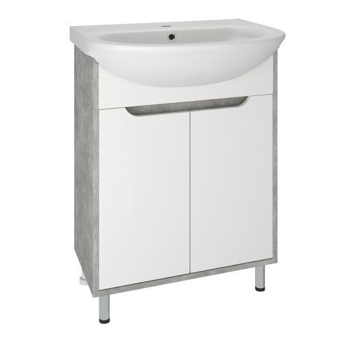 Тумба под раковину Runo ЭКО 00-00001327 60х30 напольная цвет белый/серый