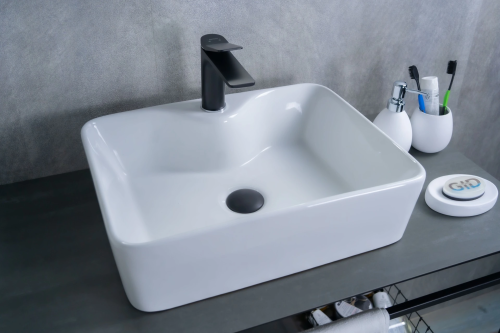 Раковина керамическая Gid Geométrico 51176 50х40 накладная цвет белый 1 отверстие под смеситель