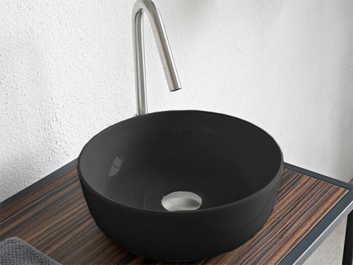 Раковина керамическая Scarabeo Glam 1808 49 BK 30х30 накладная цвет черный без отверстий под смеситель