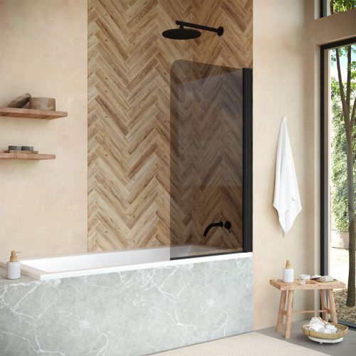 Душевая шторка на ванну Vegas-Glass EV+EV NOVO EV NOVO 70 02М 07 70х140 стекло тонированное профиль черный ориентация универсальная