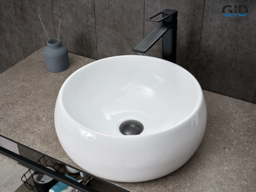Раковина керамическая Gid Esfera 51213 40х40 накладная цвет белый без отверстий под смеситель