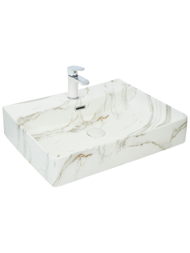 Раковина из сантехнического фаянса WeltWasser WW SK 10000004543 40 см накладная цвет белый/серый без отверстий под смеситель