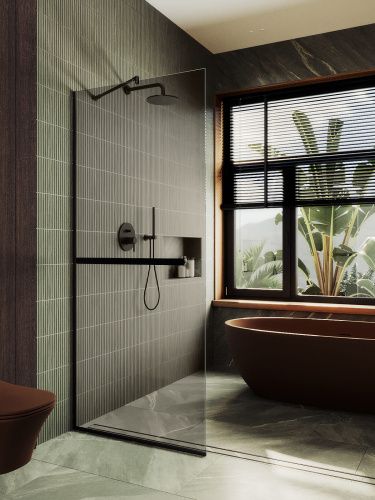 Душевая перегородка Maybah Glass MGD-715-6у 120х195 стекло тонированное профиль черный