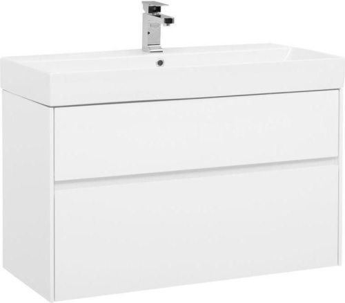 Тумба с раковиной Aquanet Бруклин 00212599 100х40 подвесная цвет белый