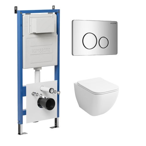 Инсталляция + кнопка смыва + унитаз Grossman Style 97.4447S.05.10M