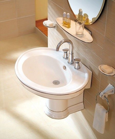 Раковина из сантехнического фаянса CeramaLux 1414 80х60 подвесная цвет белый 1 отверстие под смеситель