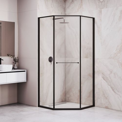 Душевой уголок RGW 33328299-14R 90х90 стекло прозрачное профиль черный без поддона
