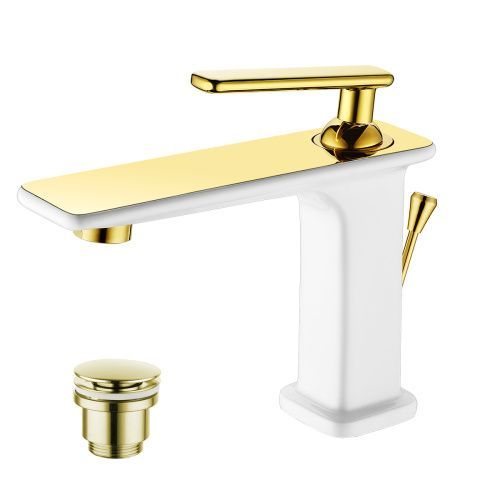 Смеситель LeMark Mista LM6406WG на раковину белый/золото